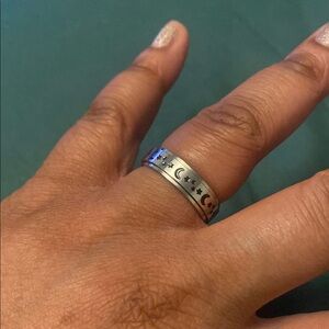 Silver Moon and Stars Ring